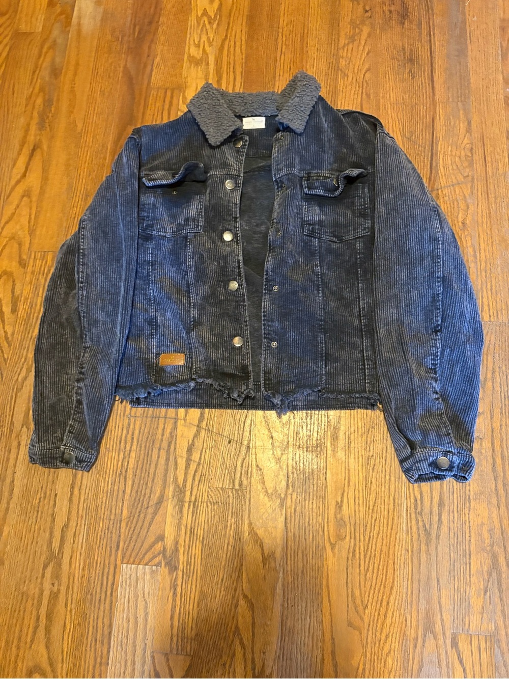 Women’s Acid Wash Collar Jacket - Black